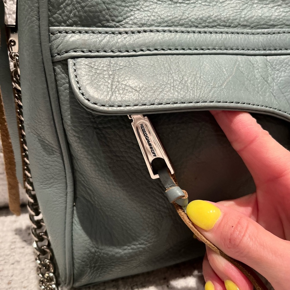 REBECCA MINKOFF MAC large bag teal blue crossbody purse EUC removable strap - Picture 3 of 16